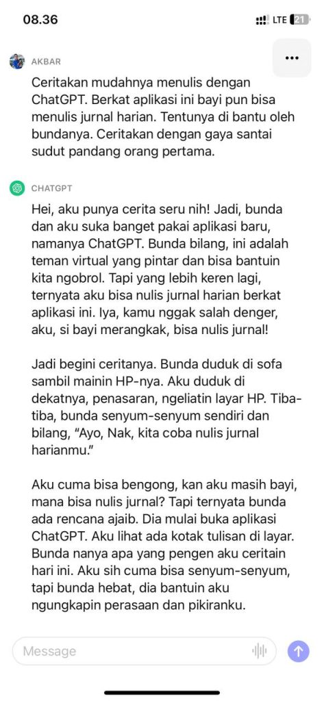 Contoh penggunaan ChatGPT
